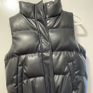 Madden Girl Black Faux Leather Puffer Vest